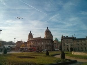 Hull with birds in the sky