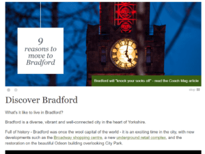 Screenshot of Discover Bradford webpage