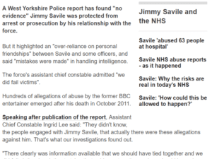 Screenshot of Jimmy Savile article