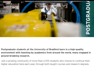Screenshot of postgraduate website