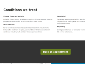 Screenshot of Physio website