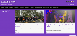 Screenshot of Leeds Now website.