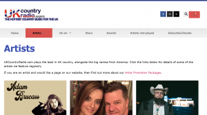 Screenshot of UKCountryRadio.com website.